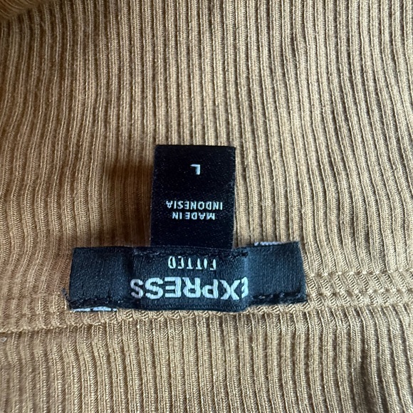 Express Olive-Tan Ribbed Strapless Tube Top - Picture 2 of 5